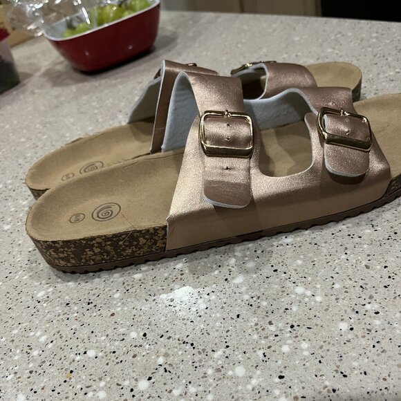 Women's Cork Footbed Slide Sandals Arch Support Summer Outdoor Sandals - Picture 4 of 9